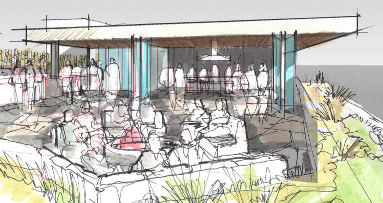 Roof garden hand sketch